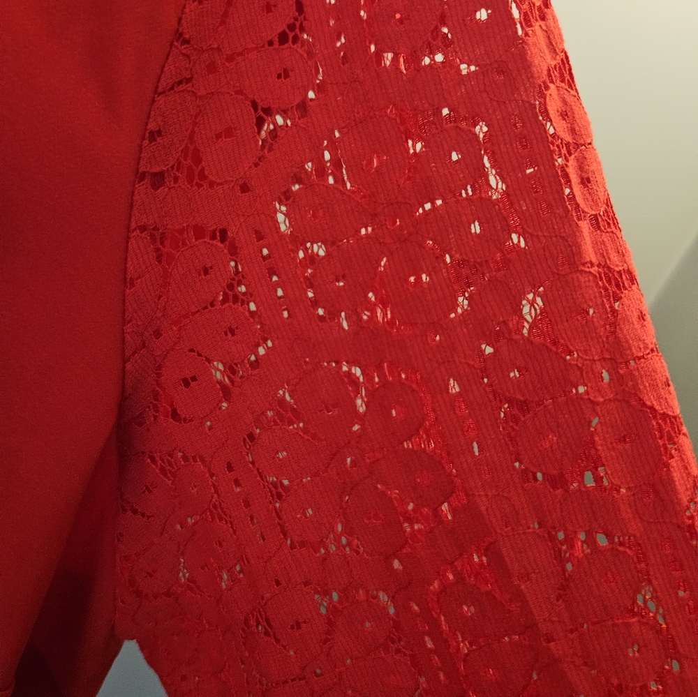 The Limited Red Lace Sleeve Blouse Women's Size 2x New With Tags - Picture 7 of 14